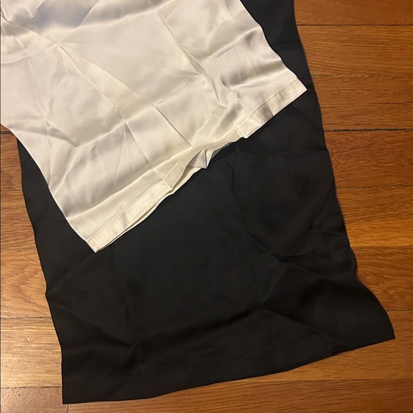 NWT fashion brand company satin two toned pants black ivory medium - Picture 6 of 7